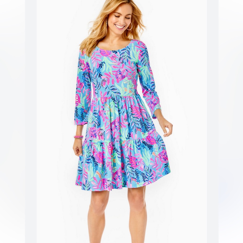Lilly Pulitzer Geanna Swing Dress - Porto Blue - Size XXL